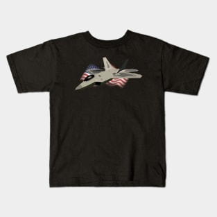 F22 Raptor with the American Flag Kids T-Shirt
